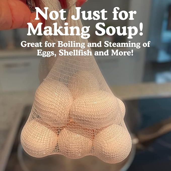 Regency Wraps Soup Socks, 24-inch 100 Pack, Natural Cotton Mesh Bags; for Clear Broths, Delicious Soups with No Straining; Fits Whole Chicken, Stew Meat, or Veggies
