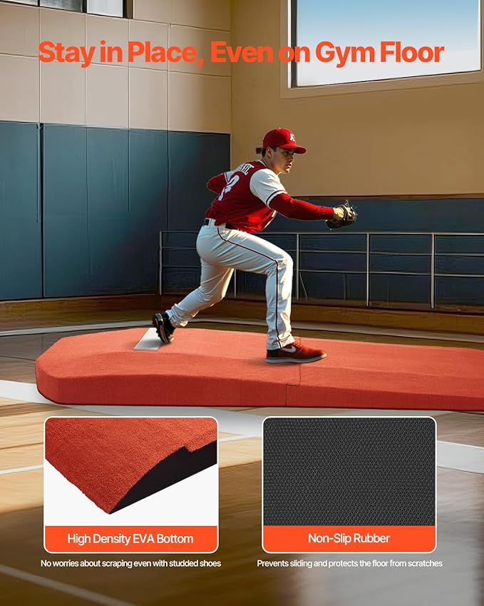 VEVOR Pitching Mound, Baseball Game Mound, Indoor/Outdoor Pitching Practice and Training Equipment, Softball Pitching Aids with Antifade Turf and Pitching Rubber-FlexoryFit