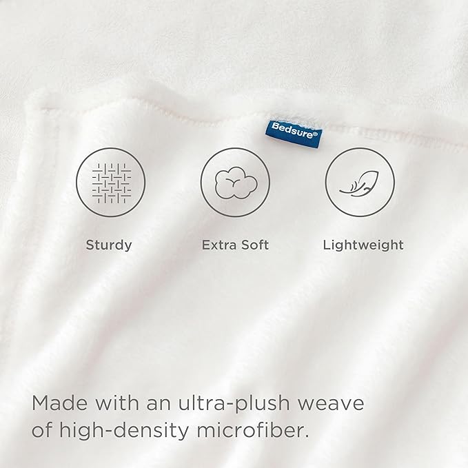 Bedsure Fleece Bed Blankets Full Size White - Soft Lightweight Plush Fuzzy Cozy Luxury Blanket Microfiber, 84x90 inches