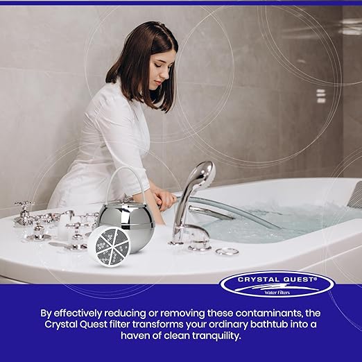 Crystal Quest Bath Ball & Replacement Filter Cartridge Bundle - Water Filter System-Reduce Contaminants for Softer &Smoother Skin-Effortless & Quick Installation| Bundle and Save (Chrome)