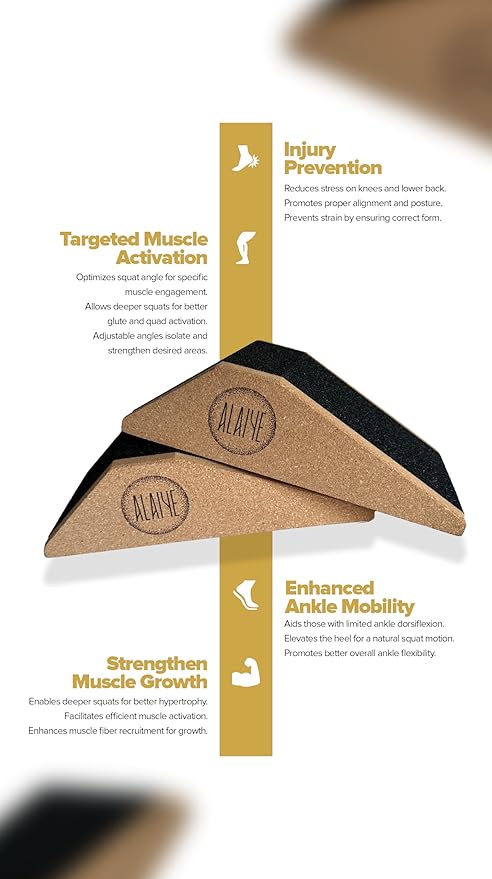 Squat Wedge Blocks - Pack of 2 Non-Slip Slant Board for Legs, Ankle, Calf Stretching - Squat Ramps for Lower Body Strength, Heel Elevation, Planks, Yoga with Bag & 30 Day Squat Challenge Chart-FlexoryFit