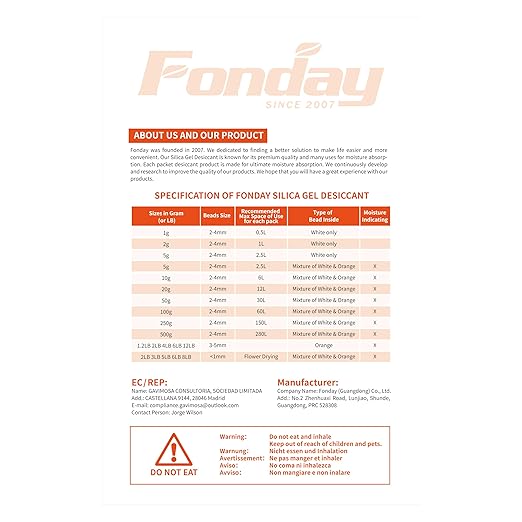 2Gram 100Packets Fonday Food Grade Silica Gel Packs Desiccants Moisture Absorbers Desiccants Packets Dehumidifier Packs