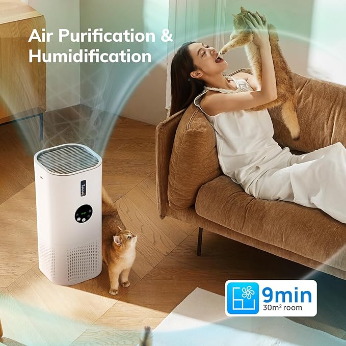 Air Humidifier & Purifier 2-in-1 – Ultra-Quiet for Home, Bedroom, Office | Auto Mode, Ideal for Pets and Smokers