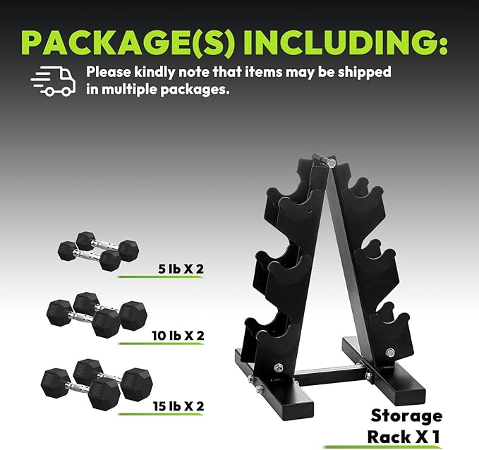 Hex Dumbbell Sets with Rack, 60-550 lb Rubber Encased Exercise & Fitness Dumbbells Set with Rack Option, Hand Weight for Strength Training, Weight Dumbbells-FlexoryFit