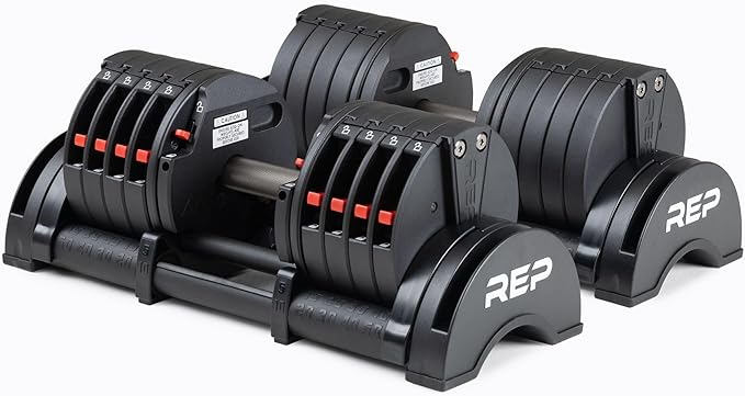 Rep Fitness Quickdraw Adjustable Dumbbells, Multiple weight ranges available including: 5-30, 5-40,5-50 and 5-60 lbs-FlexoryFit