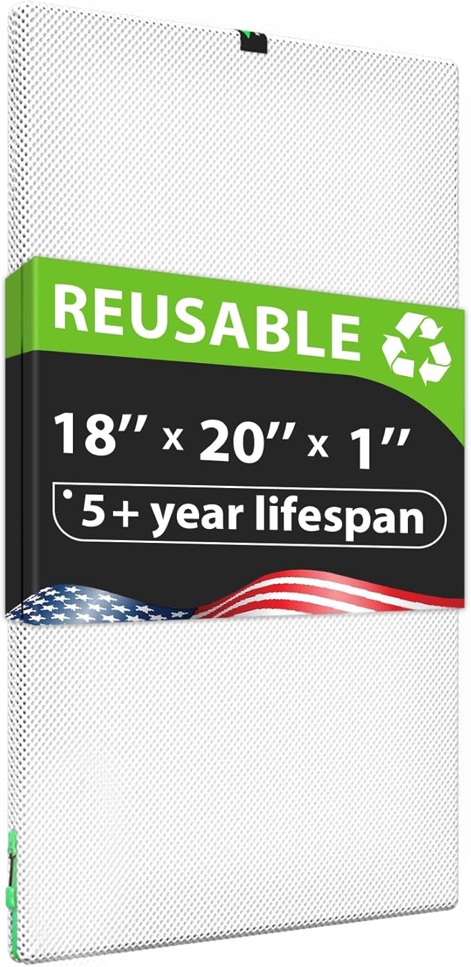 18x20x1 Air filter, Washable and Reusable Air Filter 18x20x1 for AC HVAC Furnace, MERV 8 Air Filters Machine Washable & Dryer Friendly, AC Furnace Air Filter