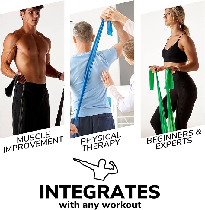 7Ft Long Resistance Bands for Stretching - Resistance Bands Set with Door Anchor - Exercise Bands Including Carry Pouch, E-Book & App - Latex-Free Workout Bands-FlexoryFit