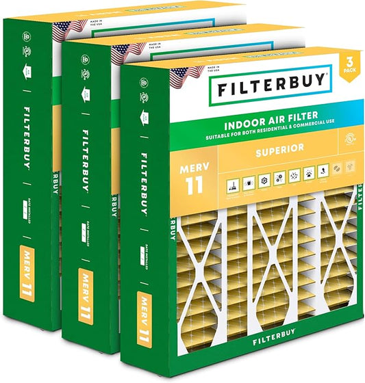 Filterbuy 20x25.25x3.5 Air Filter MERV 11 (MPR 1200) Allergen Defense Replacement (3-Pack), Pleated HVAC AC Furnace Filters for Aprilaire Space-Gard 102/2120 (Actual Size: 19.94 x 25.38 x 3.75)
