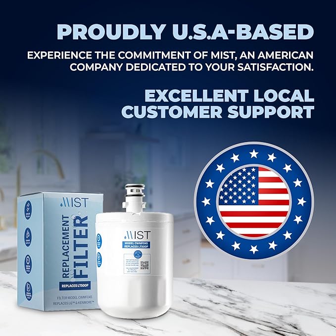 Mist 5231JA2002A Refrigerator Water Filter Replacement for LG LT500P, ADQ72910911, Kenmore 9890, Fridge LFX25974ST – NSF 42 Certified – 2 Pack