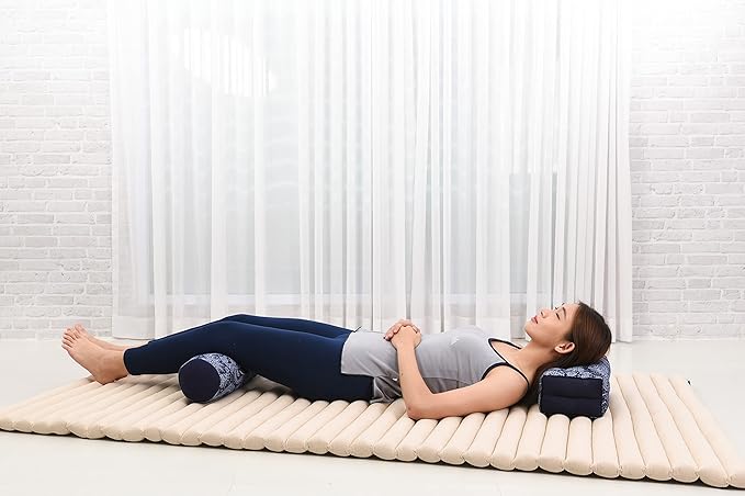 Leewadee Small Yoga Bolster – Shape-Retaining Cervical Neck Roll, Tube Pillow for Comfortable Reading, Kapok Filling, 22 x 6 x 6 inches-FlexoryFit