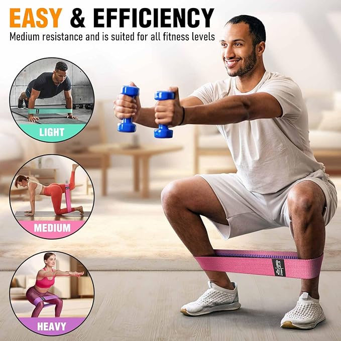 Fabric Resistance Bands for Working Out - Exercise Bands for Women and Men, Booty Bands for Legs and Glute, Yoga, Pilates, Rehab, Fitness and Home Workout-FlexoryFit