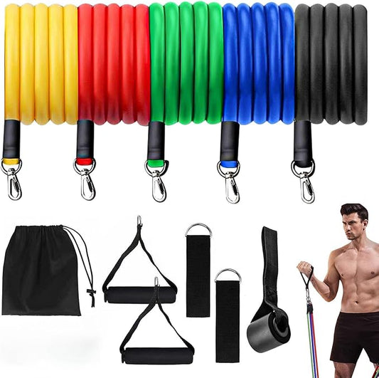 Resistance Bands, Resistance Band Set, Strength Training Fitness Bands, Exercise Bands for Men and Women, Resistance Bands with Handles, Door Anchor, for Shape Body and Home Workouts-FlexoryFit