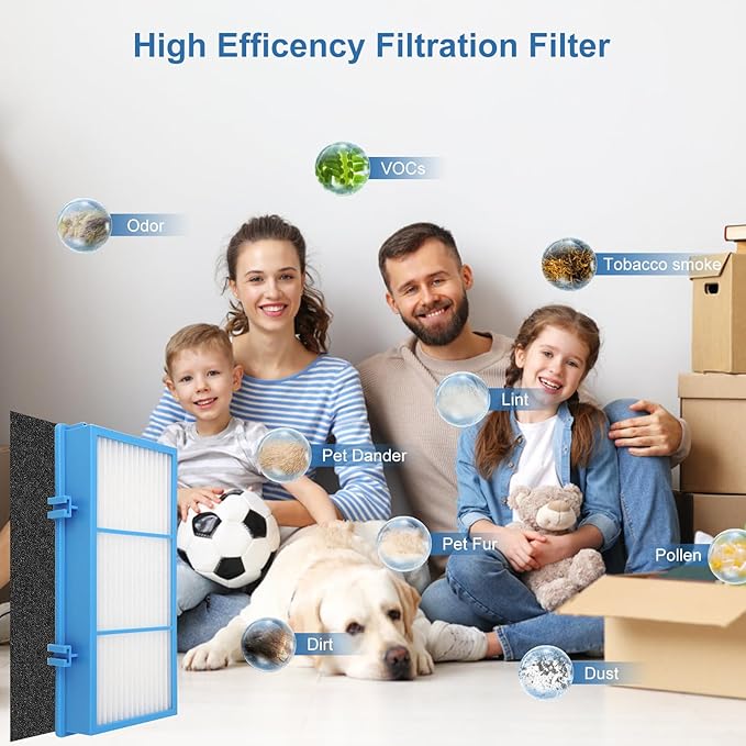 2 PACK Aer1 Replacement Filters for Holmes AER1 Air Filter Replacement for HAPF30AT and HAP242-NUC, 2 Filters + 6 Carbon Enhanced Filters