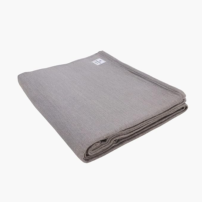 Yogikuti Iyengar Cotton Yoga Blanket Set of One – Thick Handwoven Yoga Blankets for Restorative Yoga, Meditation & Pranayama – Premium Cotton Yoga Blanket for Support & Comfort in Pranayama (Gray)-FlexoryFit