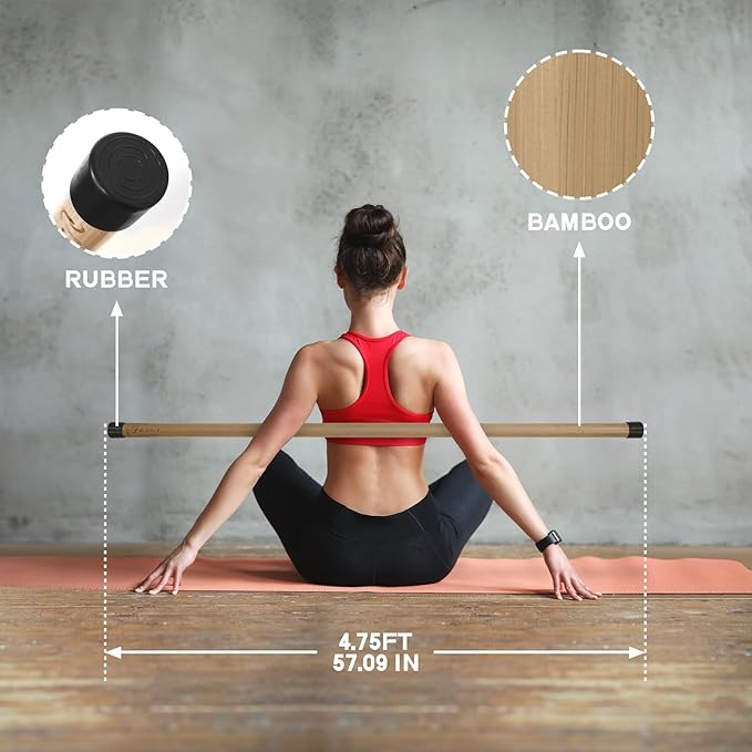 RitFit 5ft Natural Bamboo Yoga Stick, Exercise Stick, Stretching Stick, Versatile Tool for Yoga Practice, Stretching, Flexibility-FlexoryFit