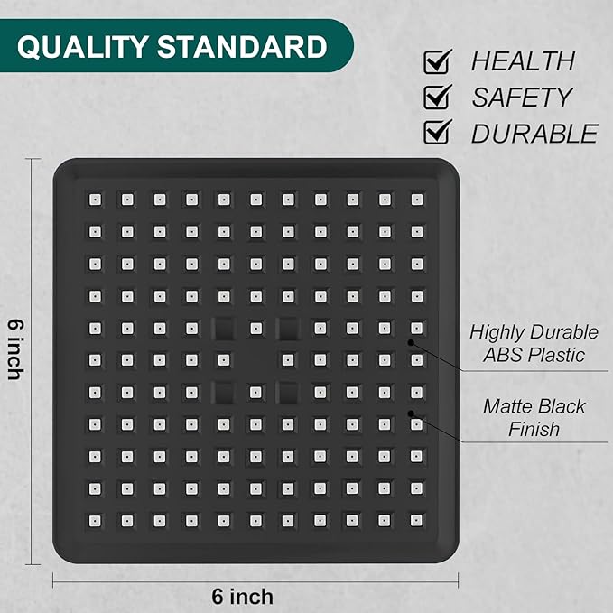 Hoimpro Filtered Shower Head High Pressure Rain Shower Head Filter for Hard Water, Adjustable Replacement Remove Chlorine and Harmful Substances (Matte Black, 6 Inch Square)