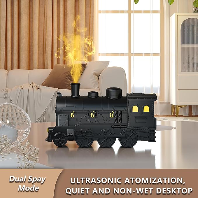 Train Essential Oil Diffuser, 300ml Train Humidifier with Remote Control for Large Room, Aromatherapy Diffuser Cool Mist Humidifier with 7 Light, 2 Mist Mode & Auto Shut-Off for Home Office Bedroom