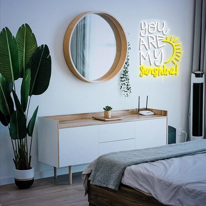 You Are My Sunshine Neon Sign Dimmable Pretty Sunshine Neon Light for Wall Decor USB Powered Sunrise Led Light Up Sign for Wedding Bedroom Lovers Party Celebrate Decor