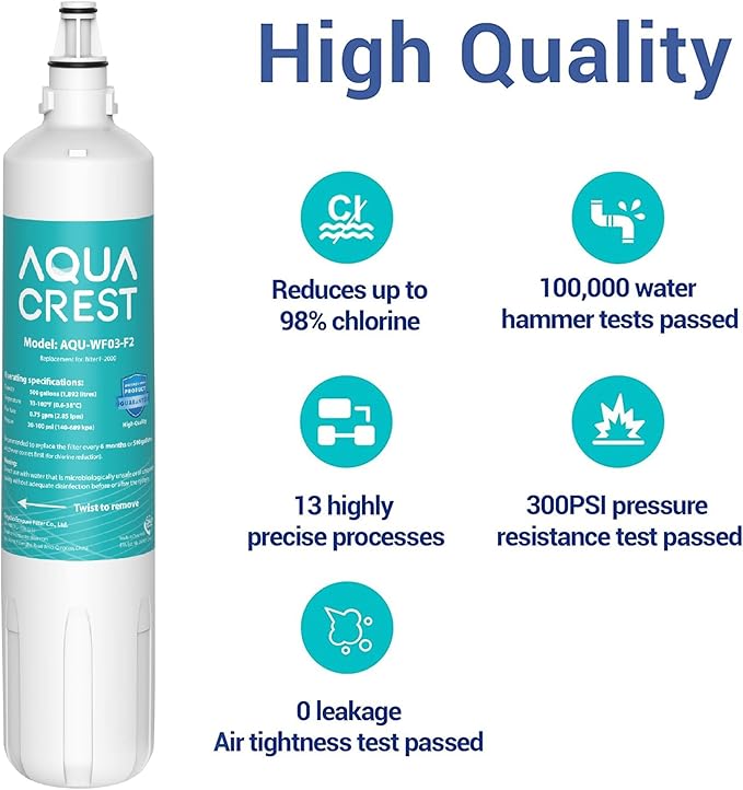AQUA CREST F-2000, 4204490 Water Filter, Replacement for InSinkErator® F-1000,F-2000, Sub-Zero 4204490,4290510 and AquaPure AP Easy C-Complete, Sub Zero Water Filter Replacement, NSF/ANSI 42,Pack of 2