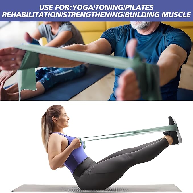 Workout Resistance Bands - Natural Latex Exercise Bands for Physical Therapy, Stretching, Yoga, Pilates, Strength Training & Home/Gym Fitness-FlexoryFit