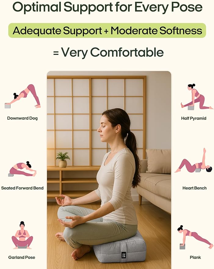 Zonli Yoga Bolster Pillow for Meditation & Restorative Yoga - Rectangular Support Cushion with Removable Cotton Cover & Carry Handle, 26"x11"x7"-FlexoryFit