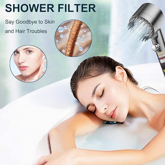 4 PACK Multi-Stage Filter Replacement Compatible with PWERAN for Handheld Shower Head, Water Replacement Filter for Shower Head，filters impurities, purifies water quality
