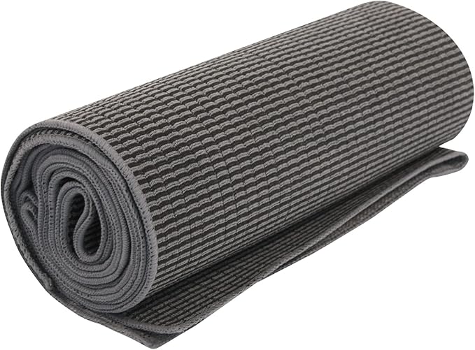 Hugger Mugger Yoga Towel - Graphite - Soft, Absorbent, Fast Drying, Non-Slip Backing, use by iteself or Over a Yoga mat, hot Yoga, Helps with Slippery Hands and feet-FlexoryFit