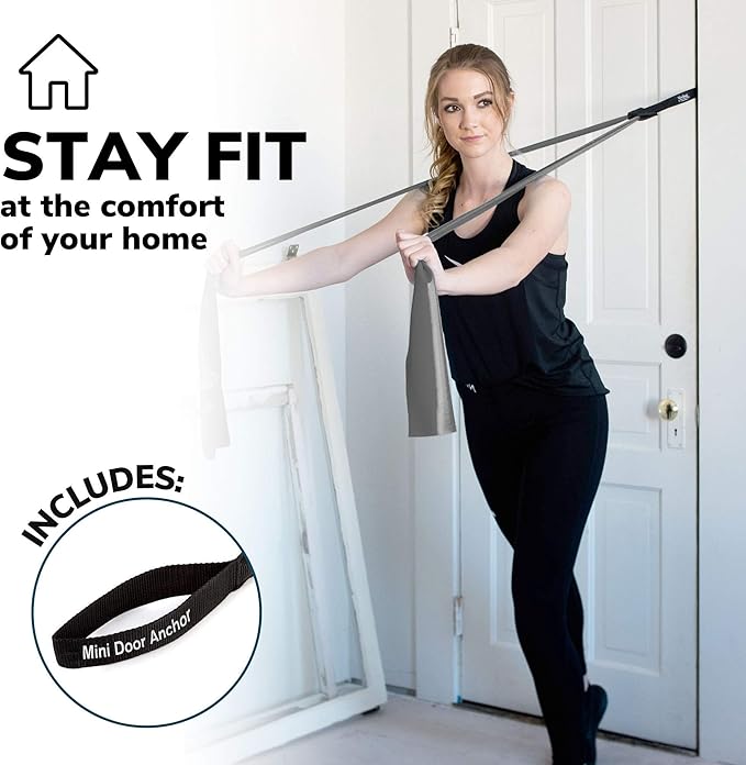 7Ft Long Resistance Bands for Stretching - Resistance Bands Set with Door Anchor - Exercise Bands Including Carry Pouch, E-Book & App - Latex-Free Workout Bands-FlexoryFit