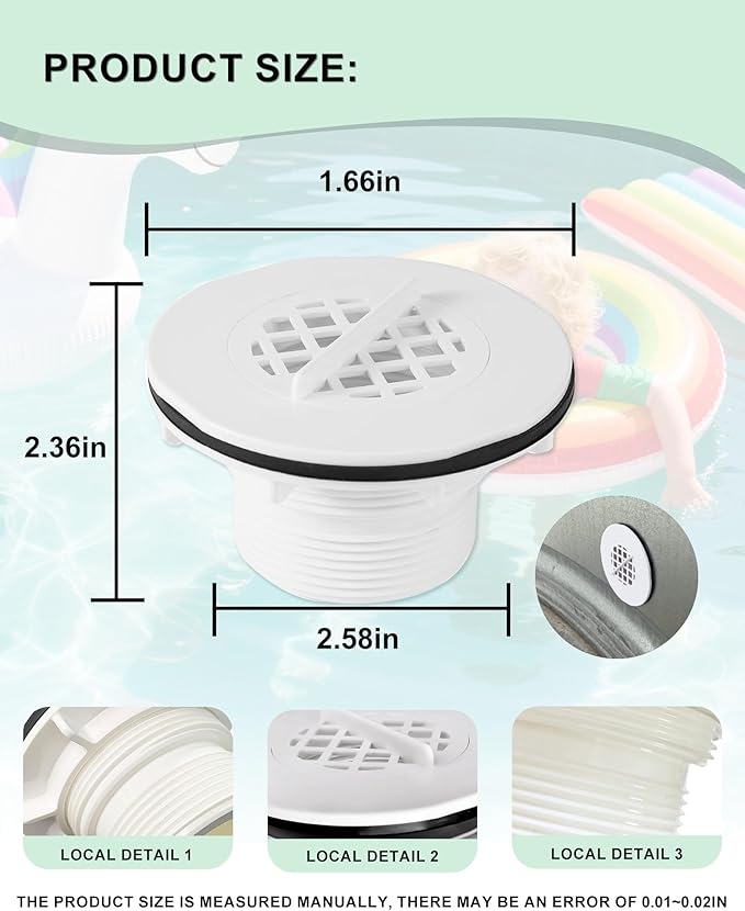 (2pcs) Threaded Inlet Strainer Compatible with Intex Filter Pumps with 1-1/2" Hoses, Above Ground Stock Tank Pool Inlet Strainer Replacement Parts Including Rubber Washer Filter Nut and Grid