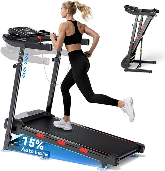8.7MPH Incline Treadmill for Running and Walking, 3.5HP Quiet BLDC Treadmills for Home with Double Deck Technology, 350 lbs Weight Capacity, APP, Heart Rate-FlexoryFit