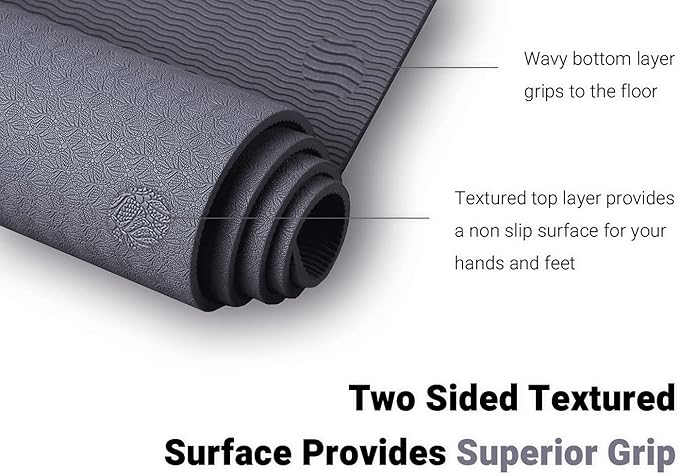Clever Yoga - 7 Piece Yoga Kit for Women & Men, 6mm Cushioned Mat, 2 Blocks, Strap, Mat and Hand Towels & Carrying Bag - Starter Yoga Set, Accessories & Equipment for Home Workout-FlexoryFit