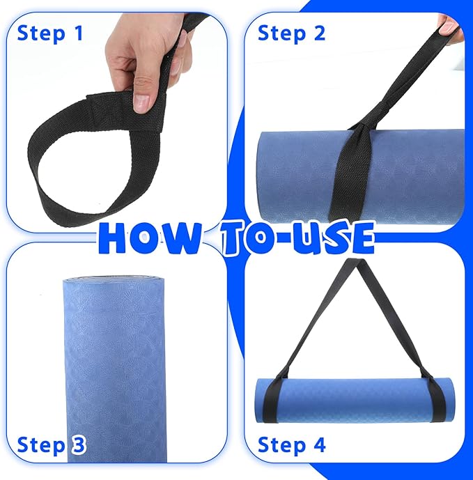 Black Yoga Mat Sling 1 Pcs Multi-purpose Straps Easy-Cinch Yoga Mats Holder Adjustable Strap Hands-Free Easy to Carry for Carrier and Organizing - Mat Not Included-FlexoryFit
