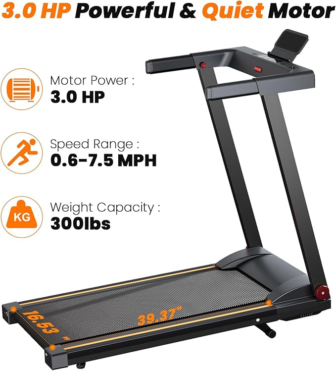 Treadmills for Home, 4-in-1 Foldable Treadmill with Incline, 300 LBS Capacity Running Treadmills for Home Small Spaces with Handles, 3.0 HP Folding Treadmill with Smart APP-FlexoryFit
