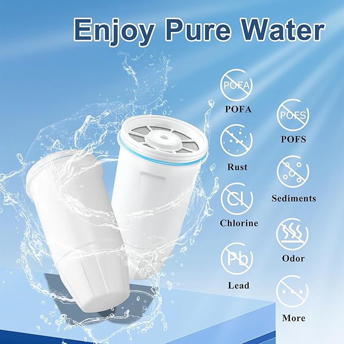 Water Filters Replacement for Zero Water Pitchers and Dispenser, 0 TDS Premium Filtration, Reduce Lead/Chromium/PFOA/PFOS - Improve Tap Water Taste (Pack of 2 by TOMOON)