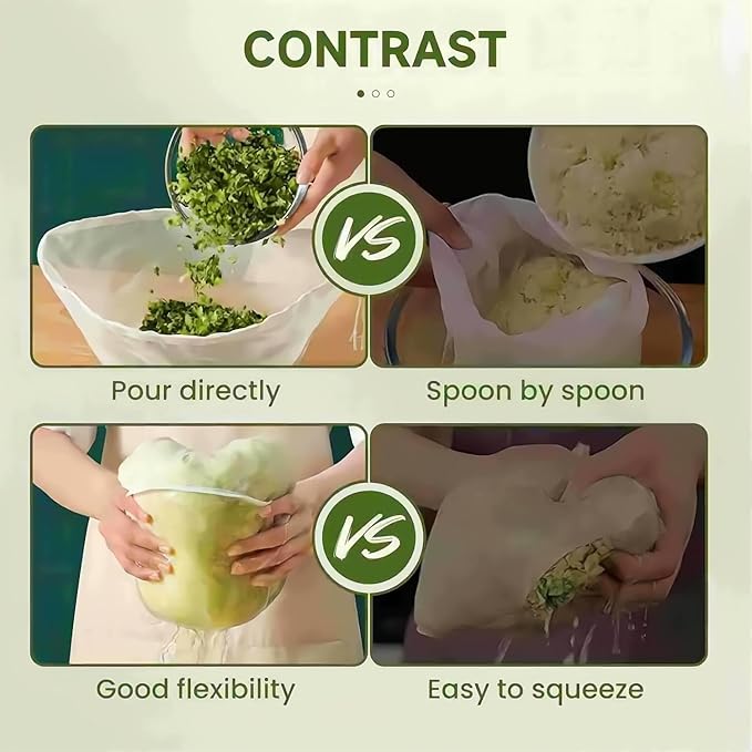 5PCS Cheese Cloth Bags for Straining, Bowl-shaped reusable nylon cheese cloth filter bag, fine mesh multi-purpose food filter bag, suitable for nut milk, juice, soy milk, dumpling fillings. (Medium)
