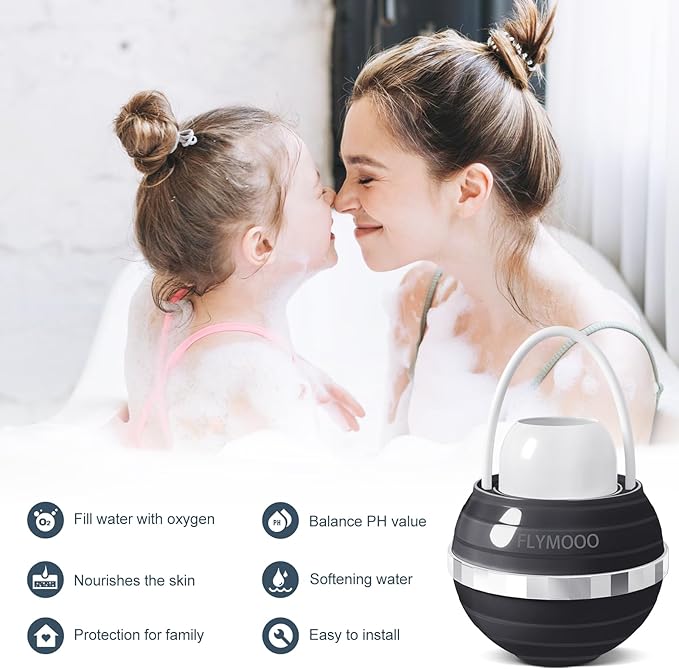 Bath Water Filter for Tub Faucet - 8 Stages Bathtub Water Filter Reduces Contaminants for Softer, Smoother Skin - 2,500 Gallons of Filtration, BPA Free (Black)