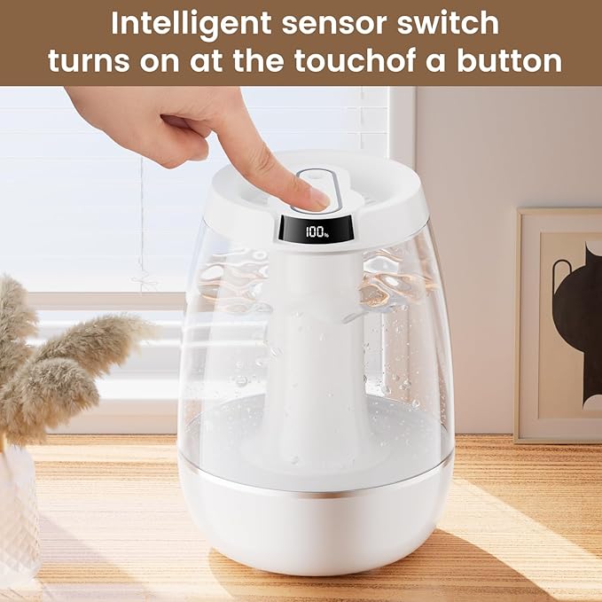 3L Cool Mist Humidifier for Bedroom, Home & Office - Large Capacity, Quiet, Auto Shut-Off, Waterless Protection - Ultrasonic Air Humidifier for Plants & Dry Air