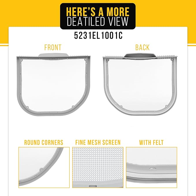 PartsBroz 5231EL1001C Dryer Lint Trap Filter Screen for LG Dryer Lint Filter Replacement, Kenmore Elite Dryer Parts DLE1101W DLE1501W DLE4970W DLE5001W DLE7300WE DLEX5170W DLE4870W DLE7100W DLEX5680W