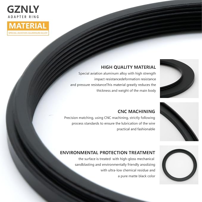 67mm to 86mm Step Up Ring Filter Adapter Black Metal Step up Adapter Rings - Image 3