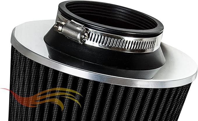 BLACK 3.25" 82.5 mm Inlet Cold Air Cone Replacement Performance Washable Clamp-On Dry Air Filter
