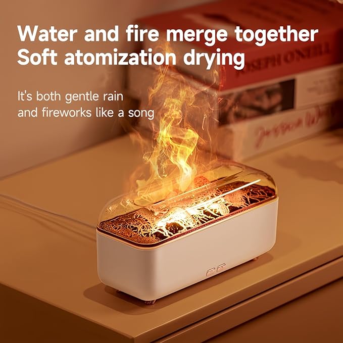 Colorful Flame Essential Oil Diffuser, Mist Humidifier, Aroma Diffuser with Timing Auto-Off 300ml (White)