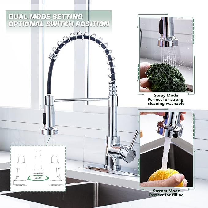 WEWE Chrome Kitchen Faucet, Faucet - Image 3