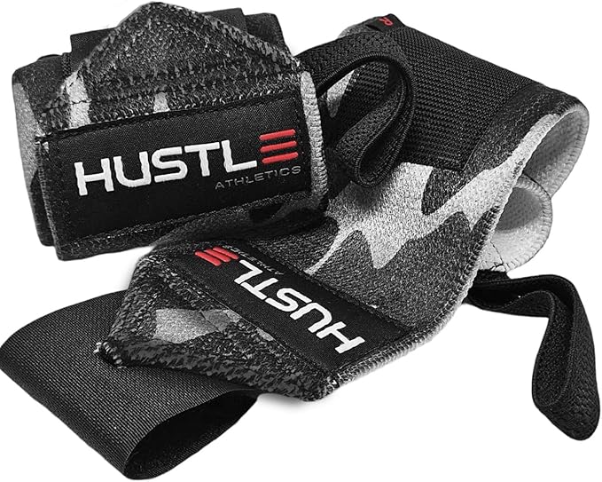 Hustle Athletics Wrist Wraps for Weightlifting – Max Wrist Support for Safe & Heavy Lifts, USPA Approved 18" & 12" Lengths, Thumb Loop Gym Straps for Powerlifting & Weight Lifting for Men and Women-FlexoryFit