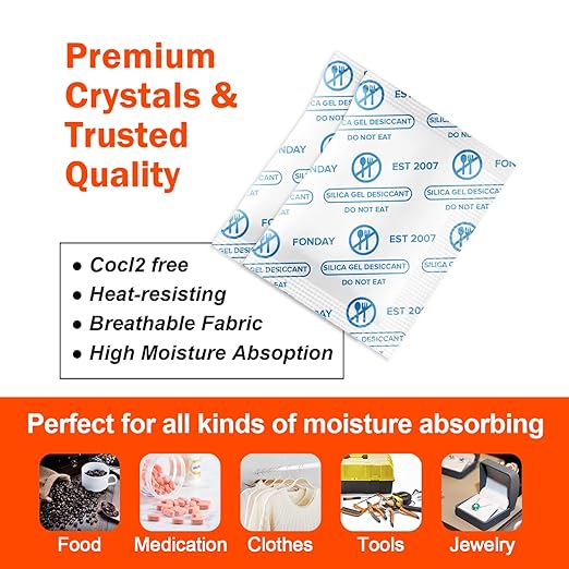 1 Gram 2000 Packets Fonday Food Grade Silica Gel Desiccants Packs Moisture Absorbers Dehumidifier