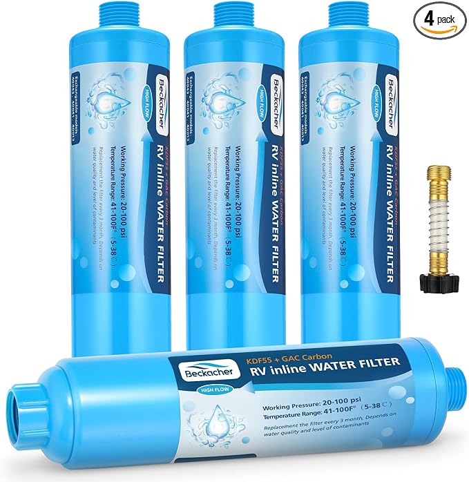 4-pack RV Water Filter, Advanced RV Inline Water Filter by Beckacher