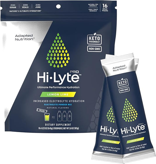 Hi-Lyte Pro Hydration Packets - 16 Individual Drink Packets | Lemon Lime | Flavored Electrolyte Powder | Sugar-Free, Zero Carb, Zero Calorie-FlexoryFit