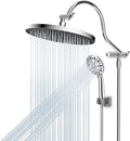 Hibbent 10'' Self-cleaning Rainfall Shower Head, High Pressure Handheld Shower Head, Showerhead Combo with 12'' Adjustable Curved Shower Extension Arm, 7-Spray, 71'' Hose, Showerhead Holder, Chrome