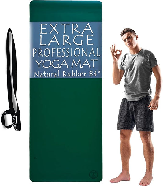 Tatago Hot Yoga Mat Non Slip-Professional Grade Natural Rubber Yoga Mat, Pliates Mat, Stretching Mat or exercise mats for home workout. Nonslip for Hot and Sweaty Classes. Includes Yoga Strap for Carrying and Stretching too.-FlexoryFit