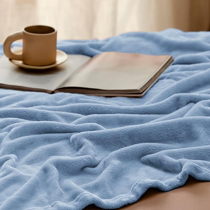 Bedsure Twin XL Fleece Blanket Dorm Bedding - Lightweight Soft Cozy Blankets for Bed, Sofa, Couch, Travel, Camping, Light Blue, 66"x90"