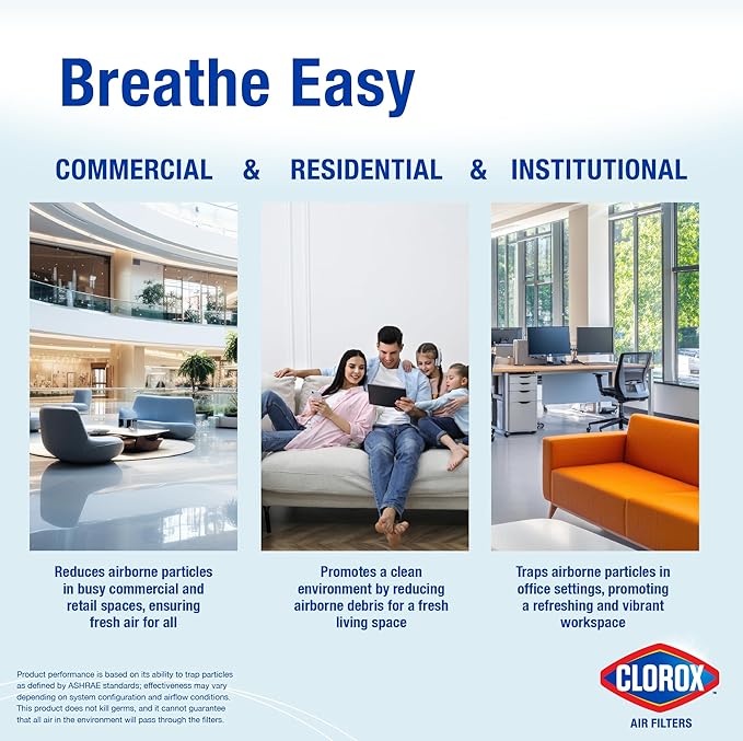 Clorox 14x25x1 Air Filter, MERV 13 Pleated HVAC AC Furnace Air Filters, MPR 1500 & FPR 10 – Pack of 4